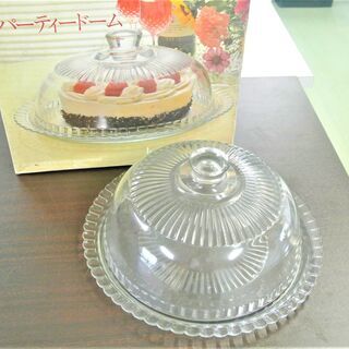 フランス製 ガラス ケーキドーム 27cm カバー＆敷皿　スイー...
