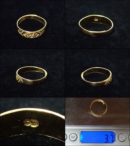 E368 福壽 指輪 リング 千足金 K22 3.7g 縁起物