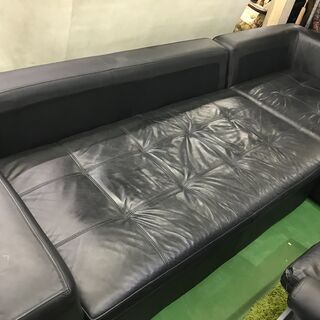 ニトリ　本革カウチソファ　ダブルラインの画像