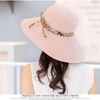 レディース 帽子 ハット コンパクト UVカット専用 小顔効果 お出かけ 折りたためる 日常生活 56の画像