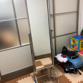 キャスター・収納網付　全身鏡
