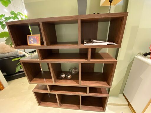 シェルフ 変形シェルフ フリーラック 棚 飾り棚 本棚 茶 中古品