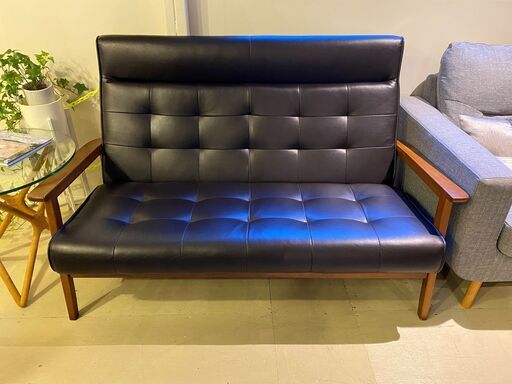 ソファ ベンチタイプソファ ハイバックソファ 2人掛け 2.0P 2シーター ダークブラウン 中古品