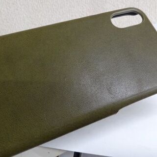 栃木レザー 本革 スマホケース カーキ iPhone用 牛革　XSかXが近い　カメラ穴有り  ☆ PayPay(ペイペイ)決済可能 ☆ 札幌市 豊平区 平岸 アウトレットモノハウスの画像