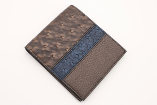 《BOTTEGA VENETA/オーストリッチ 二つ折り財布》Sランク 未使用品
