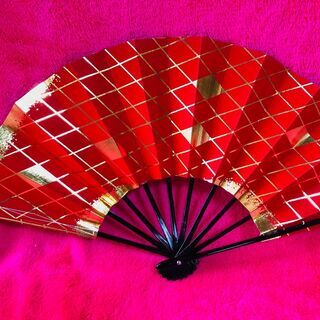 舞扇　赤ｘ金　30センチ　日舞