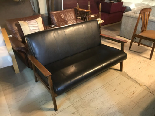 JF00885 ソファ 2人掛け 合皮ブラック