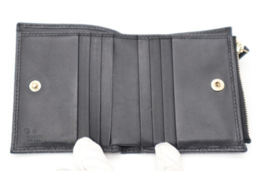 《GUCCI グッチシマ マイクロGG 二つ折り財布》レザー Aランク 送料無料