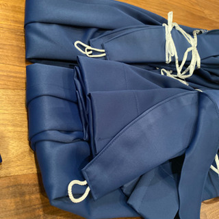 遮光カーテン(ロイヤルブルー×レース)×２セットの画像