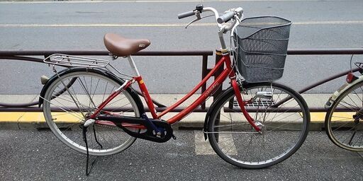 ★リサイクル/リユース自転車/10000円・W型ホームサイクル・26インチ・3段ギヤ・オートライト・レッド