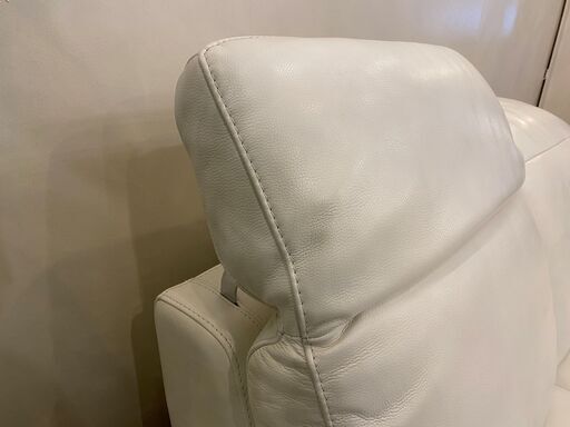 IDC大塚家具 Domicil ドミシール ソファ 本革 ヘッドレスト付き 2.0P 2人掛け ホワイト 中古品
