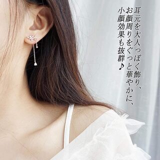 【新品】レディース 人気 大人 ロング 揺れる 金属アレルギー対応 2WAY 18金 ギフトケース付 (ピンクゴールド)の画像