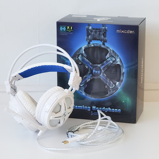 Mixcder Power PS4 ゲーミングヘッドセット ゲーム用 ヘッドホン 高音質 マイク付き USB  ホワイト の画像