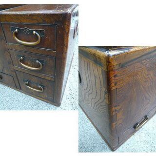 札幌【木目が美しい関東火鉢】角型五徳＆火箸＆灰ならし付き