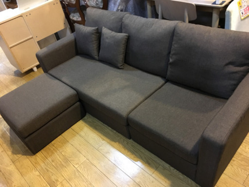 極美品 多機能 3人掛け カウチソファ ファブリック