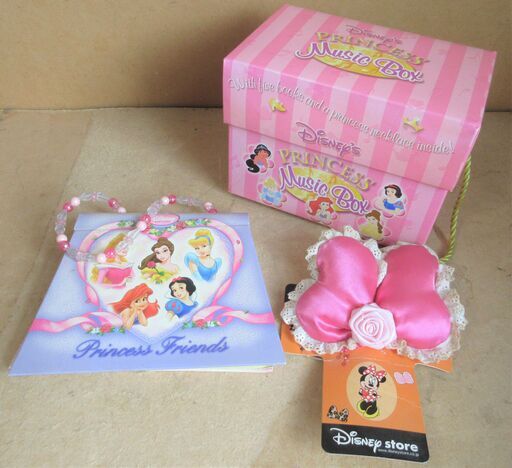 ☆ディズニープリンセス Disney PRINCESS Music BOX ミニーちゃんのピンどめ メモ帳◆お姫様になれる3点セット