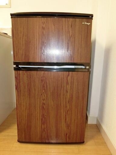 ＜冷蔵庫　２ドア　90Ｌ　A-Stage BR-90DW ダークウッド＞