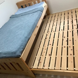 上下段ベッド(下段スライド式) 天然木