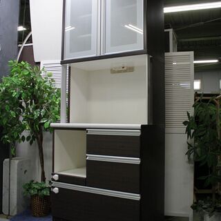 R2006) ニトリ キッチンボード モデナ 80KB DBR 食器棚 店頭取引大歓迎♪