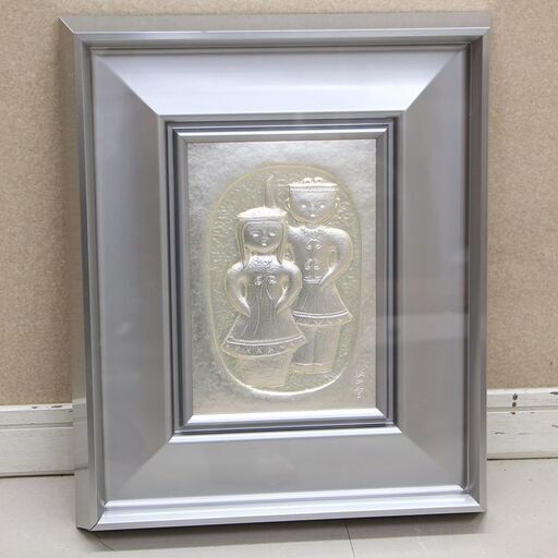 宝彩アート　人間国宝 金森映井智 「 はにわ 」 額装 〔 彫金 〕 共シール 彫金師 重要無形文化財 保持者(R2056kwxY)