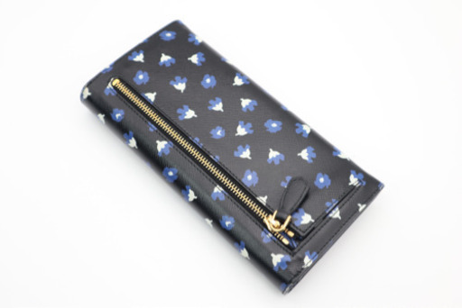 《PRADA/サフィアーノ 花柄》カードケース 長財布 Aランク ロゴプレート