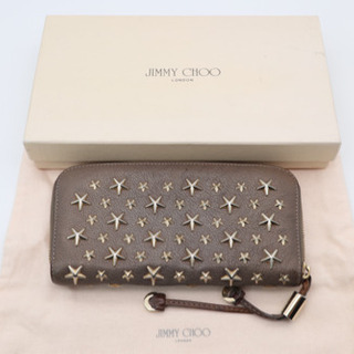 《JIMMY CHOO/スタースタッズ ラウンドファスナー長財布》Bランク 星