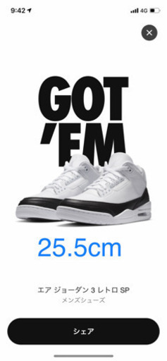 スニーカー 25.5cm air Jordan 3 retro x Flagment