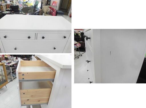 チェスト ５段 幅108×奥行50×高さ131㎝ IKEA 衣類収納 木製 ホワイト 苫小牧西店 