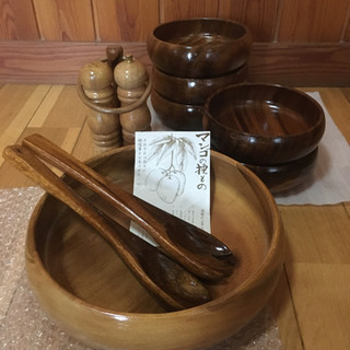 取引決定【未使用】木目ボウル大小セット
