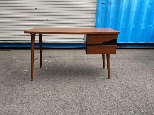 デスク 机 作業台 茶 引き出し付き 中古品