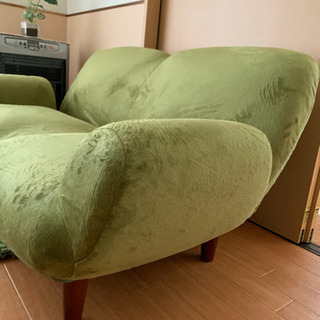 決まりました　☆美品☆リクライニングソファ2人掛けグリーンの画像