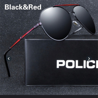POLICE ブラックXレッド　UVカット　アウトドア　黒赤メン...