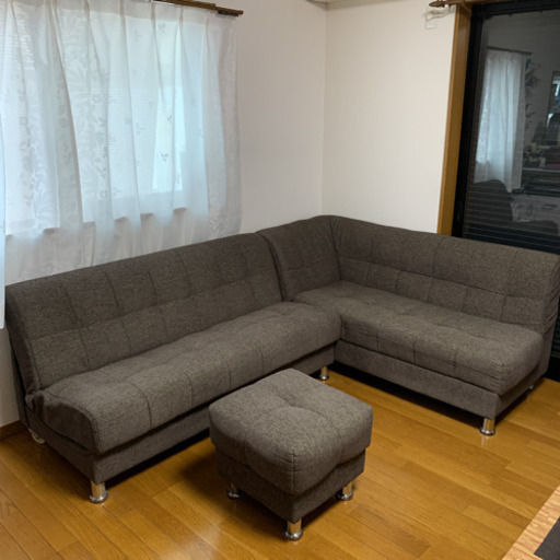 ソファーダイニングセット(2Pソファ/右カウチ/スツール）