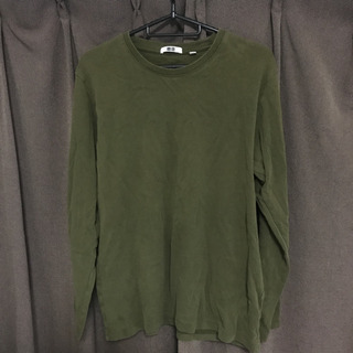 UNIQLO メンズ長袖シャツ深緑 Lサイズ