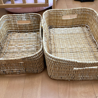 ラタン　角収納バスケット