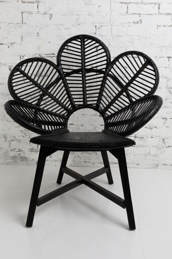 ビンテージ アンティーク　チェア　黒　ブラック　籐　ラタン　シャークアタック