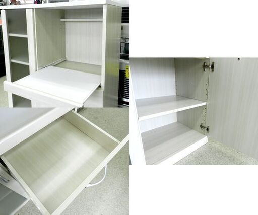 ミドルレンジボード 幅75cm 白い木目デザイン 食器棚 キッチン収納 ☆ PayPay(ペイペイ)決済可能 ☆ 札幌市 北区 屯田