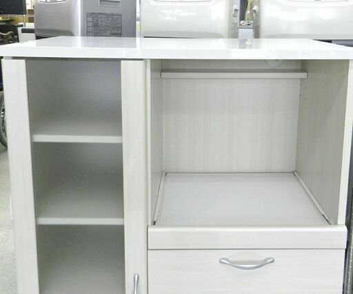 ミドルレンジボード 幅75cm 白い木目デザイン 食器棚 キッチン収納 ☆ PayPay(ペイペイ)決済可能 ☆ 札幌市 北区 屯田