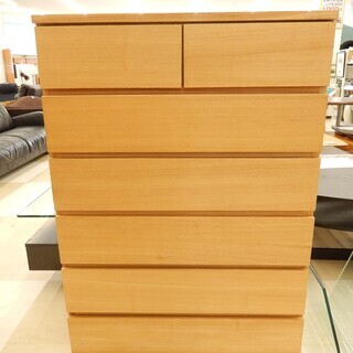 ★美品 無印良品 木製ハイチェスト 6段 天然木使用 札幌市清田区