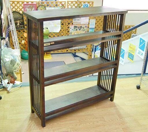 北海道民芸家具 書棚 幅90×奥30×高98.5cm 樺材 シェルフ 飾り棚 オープンラック キャビネット 木製 カバ材☆ PayPa