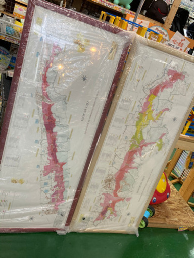 【愛品倶楽部柏店】フランス 地図 額 2枚組 ブルゴーニュ コート・ド・ボーヌ コート・ド・ニュイ