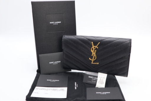 《SAINT LAURENT/二つ折り長財布》Aランク 極美品 ブラック 箱 袋