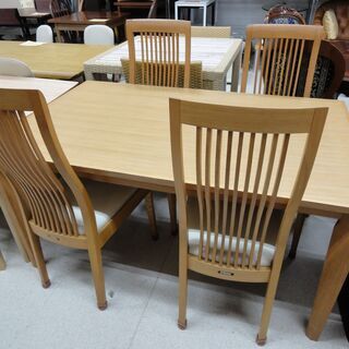 大塚家具 ダイニングテーブル 5点セット ブラウン 木目 カンナ T-353 テーブル／チェア×4【ユーズドユーズ名古屋天白店】J310