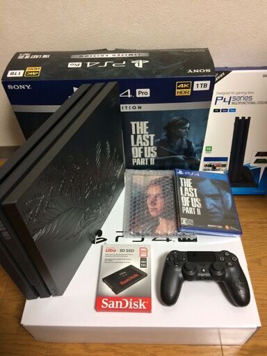 【取引完了】【超美品】PS4 Pro Last of Us II Limited Edition ソフトは未開封 SSD500GBとスタンド付