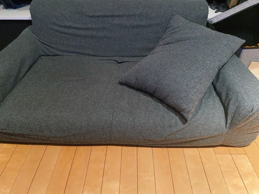 取りに来れる方限定！2人掛け低反発ローソファ（グレー）