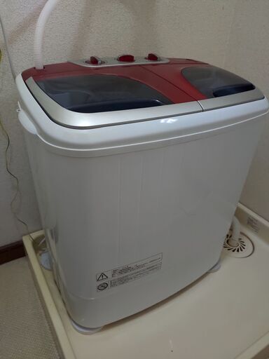 二層式洗濯機 2.2kg キャスター付き 極洗mini2 VS-H001 (レッド)／中古