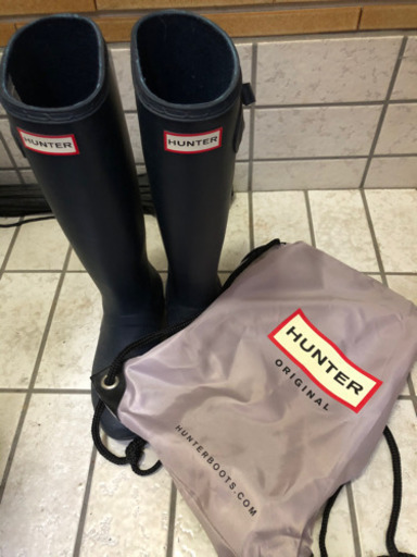 HUNTER レインシューズ　22.5〜23.5cm カバー（袋）付き