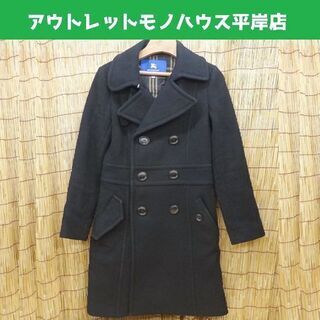本物★バーバリーブルーレーベル Pコート 38 黒 ウール アン...