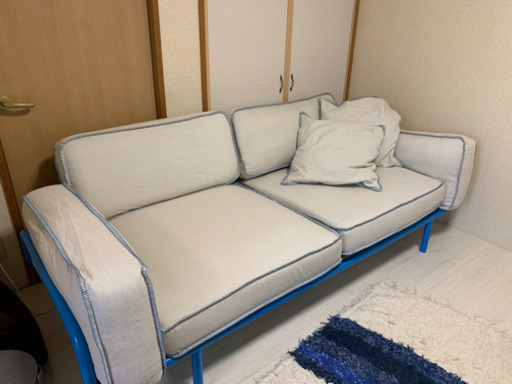 IKEA イケア　美品ソファー　ベージュ×ブルー