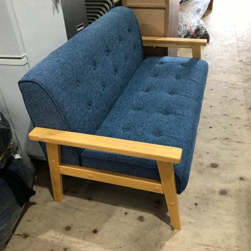 【美品】2人用布張りソファ ブルー